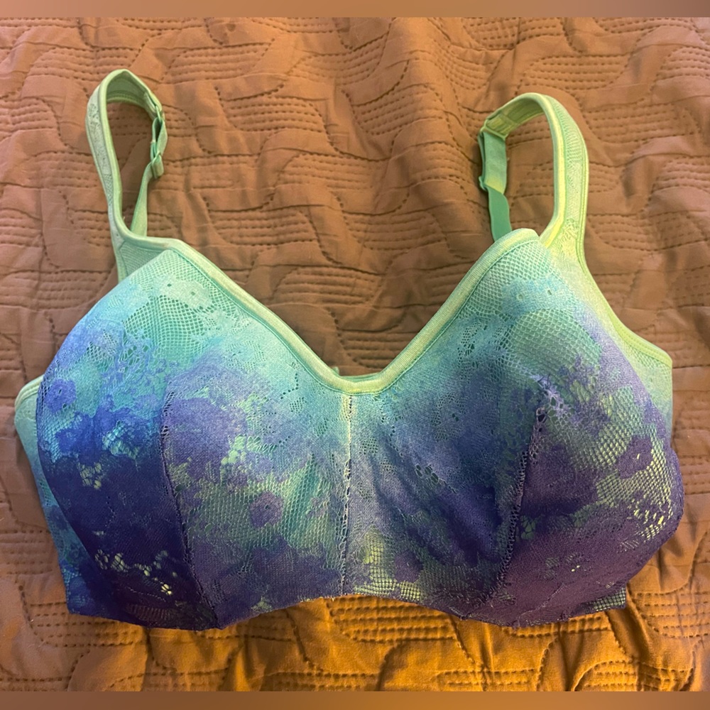 Cacique light blue / dark blue ombre Lace Lightly Lined Balconette Bra 38H